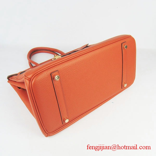 Hermes 35cm Embossed Veins Leather Bag Orange 6089 Gold Hardware Hermes 35cm Embossed Veins Leather Bag Orange 6089 Gold Hardware
